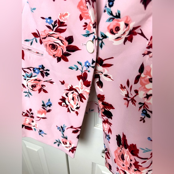 New LANE BRYANT Pink Floral Blazer Colorful Workwear White Green Red Blue Crepe - Picture 4 of 12
